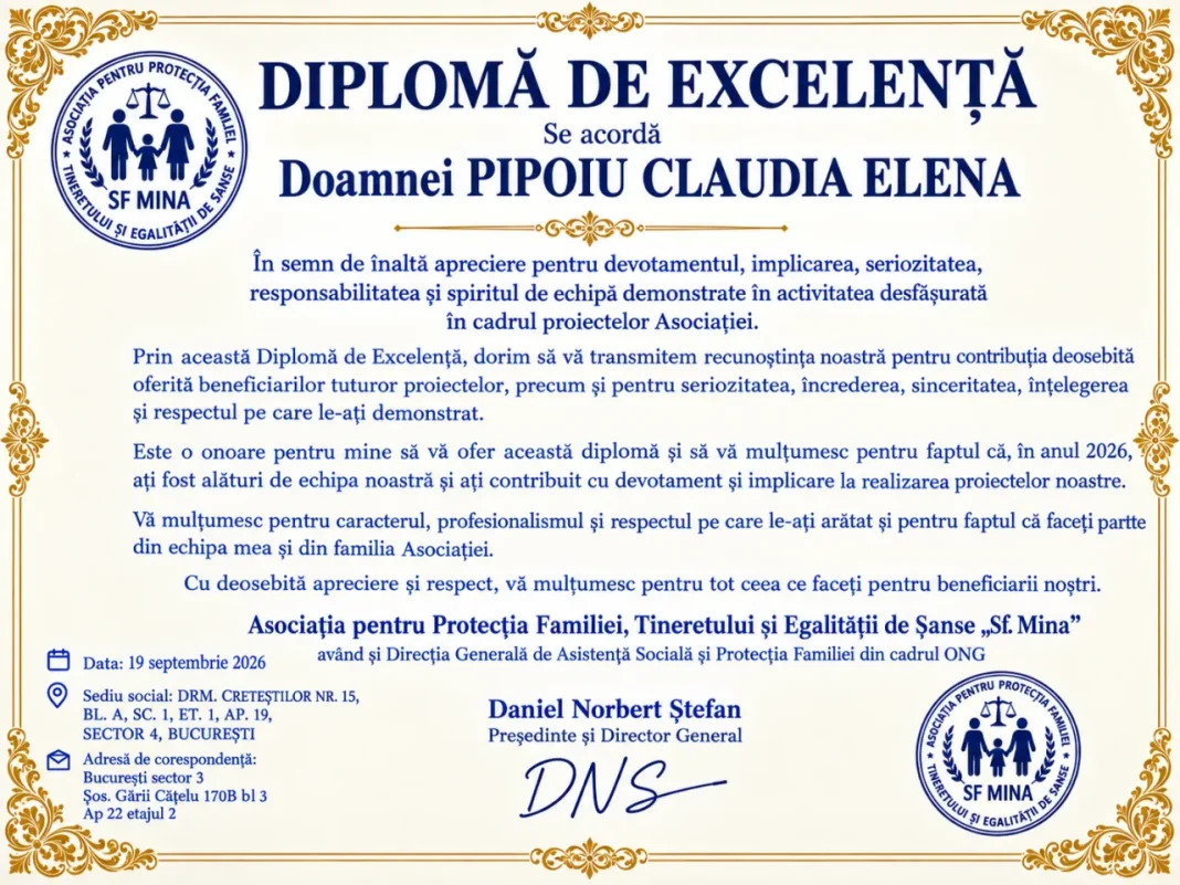 DIPLOMĂ DE EXCELENȚĂ